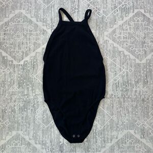 Shein Black High Neck Halter Criss Cross Low Back Bodysuit Closet Staple Size M